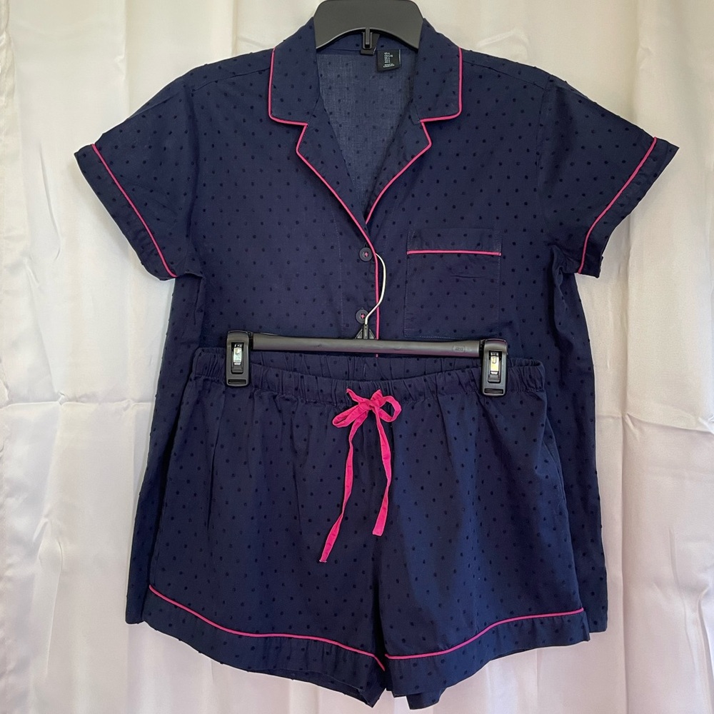 Cynthia Rowley Sleepwear (Blue/Pink Trim-Size L) Pre-owned
